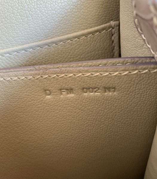 Hermes Roulis Mini 19cm Bag Apricot Croc Pattern Leather Golden Metal