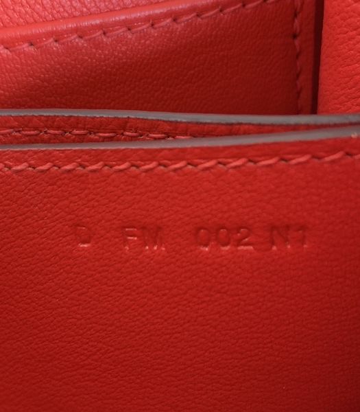 Hermes Roulis Mini 19cm Bag Red Croc Pattern Leather Golden Metal