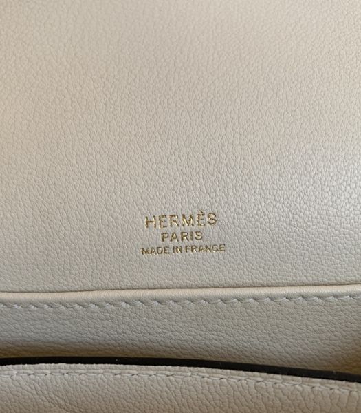 Hermes Roulis Mini 19cm Bag White Croc Pattern Leather Golden Metal