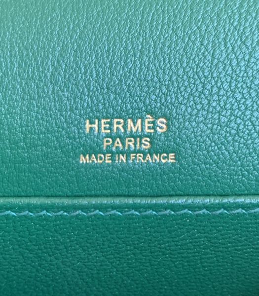 Hermes Roulis Mini 19cm Bag Green Croc Pattern Leather Golden Metal