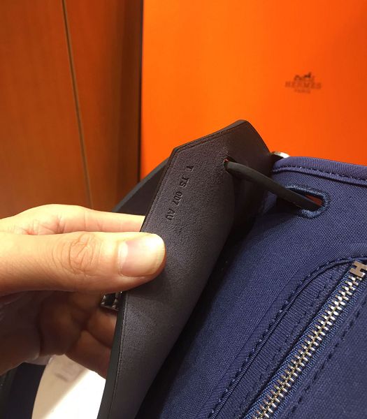 Hermes Herbag Dark Blue Canvas With Electric Blue Imported Leather 31 Zip Tote Handbag
