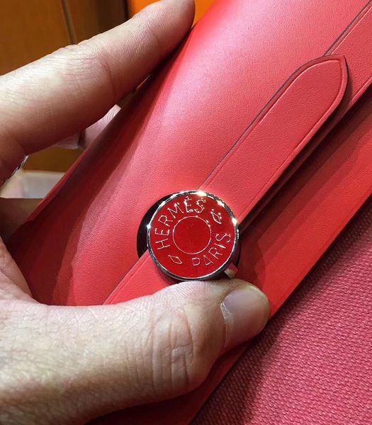 Hermes Herbag Red Linen With Imported Leather 31 Zip Tote Handbag