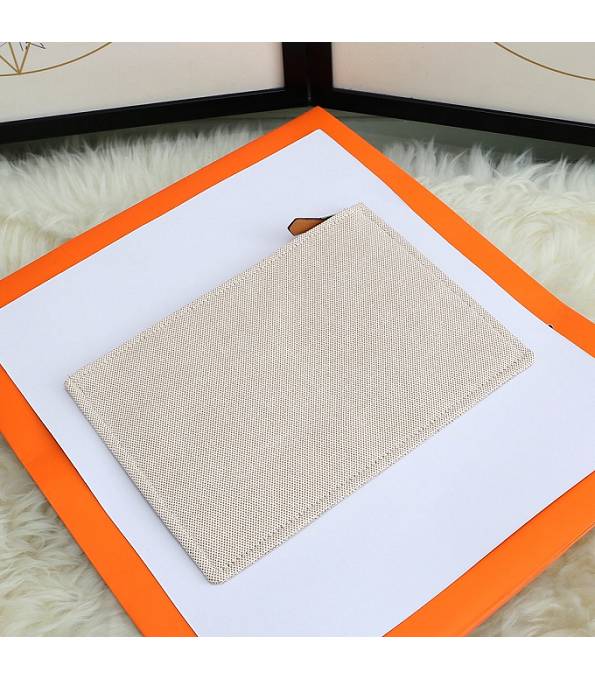 Hermes Yellow Logo Print Grey Original Canvas Zippy Clutch