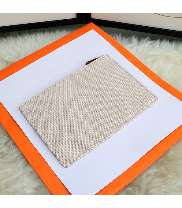 Hermes Green Logo Print Grey Original Canvas Zippy Clutch