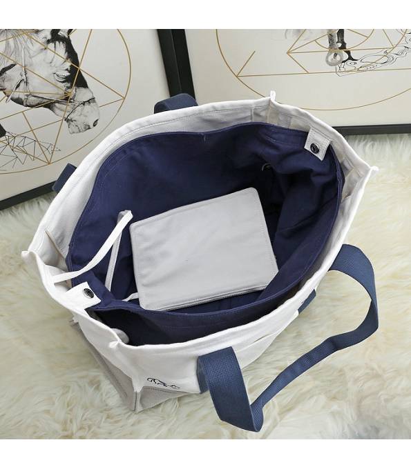 Hermes Adada White/Dark Blue Original Printed Cotton Nappy Bag