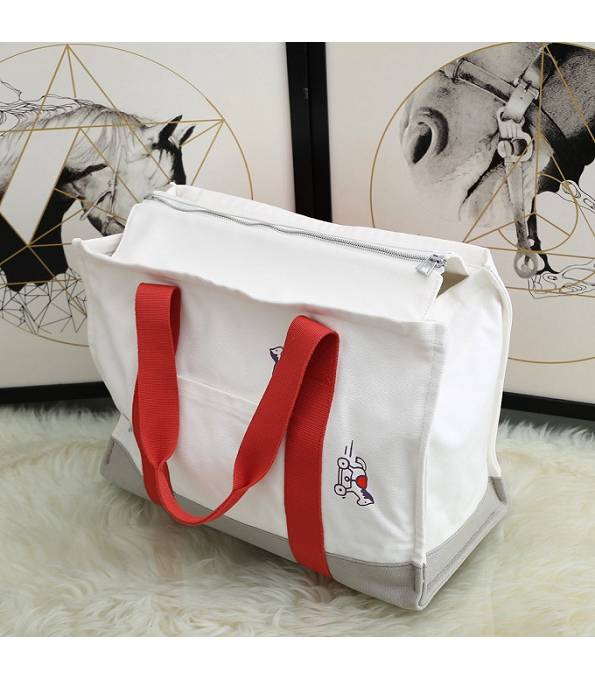 Hermes Adada White/Red Original Printed Cotton Nappy Bag