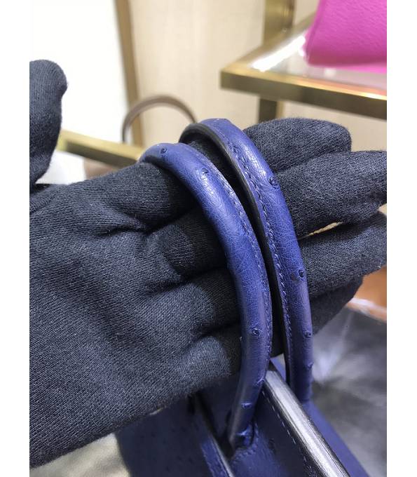 Hermes Birkin 25cm Bag Sapphire Blue Original Ostrich Leather Golden Metal