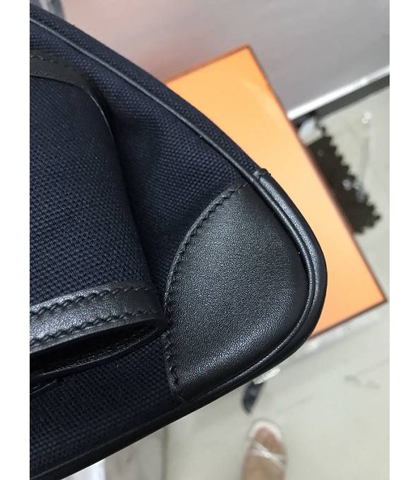 Hermes Birkin 35cm Bag Black Canvas With Original Swift Calfskin Leather Silver Metal