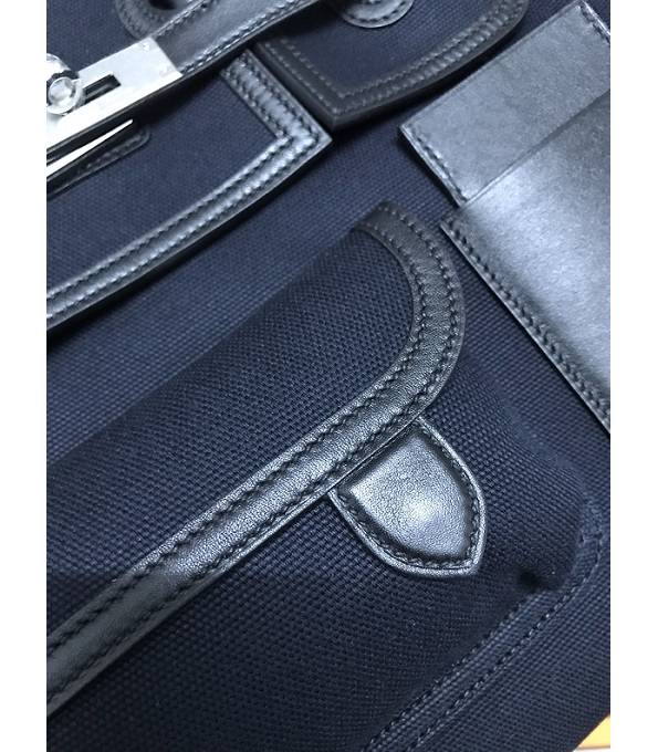 Hermes Birkin 35cm Bag Black Canvas With Original Swift Calfskin Leather Silver Metal