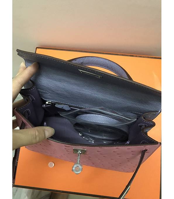 Hermes Kelly 19cm Bag Pink Original Ostrich Leather Silver Metal