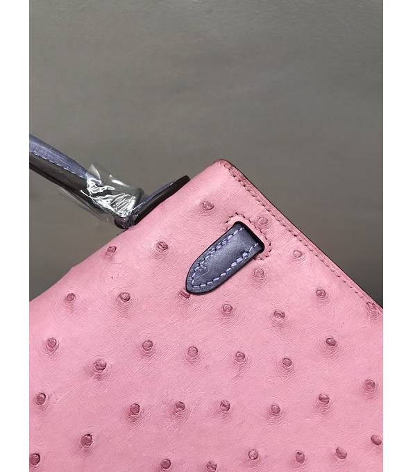 Hermes Kelly 19cm Bag Pink Original Ostrich Leather Silver Metal