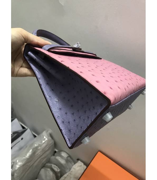 Hermes Kelly 19cm Bag Pink Original Ostrich Leather Silver Metal
