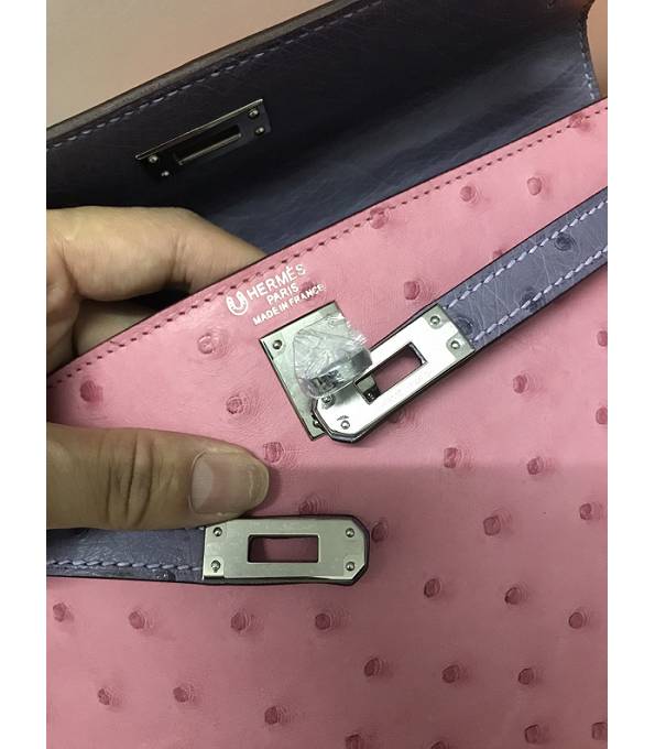 Hermes Kelly 19cm Bag Pink Original Ostrich Leather Silver Metal