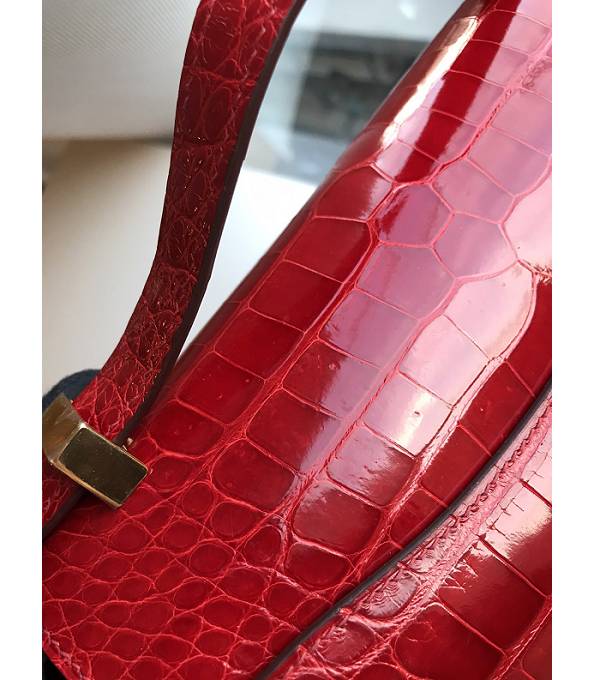 Hermes Constance 24cm Bag Red Real Croc Leather Golden Metal