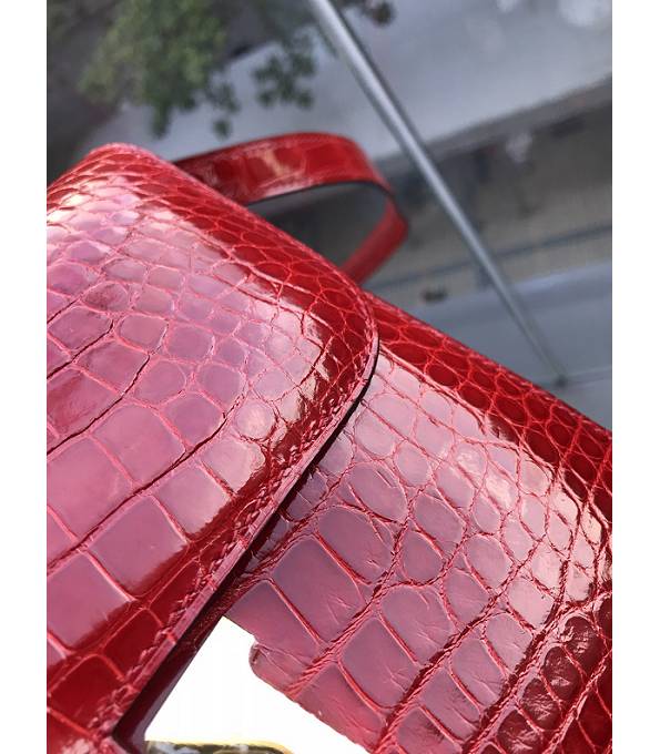Hermes Constance 24cm Bag Red Real Croc Leather Golden Metal