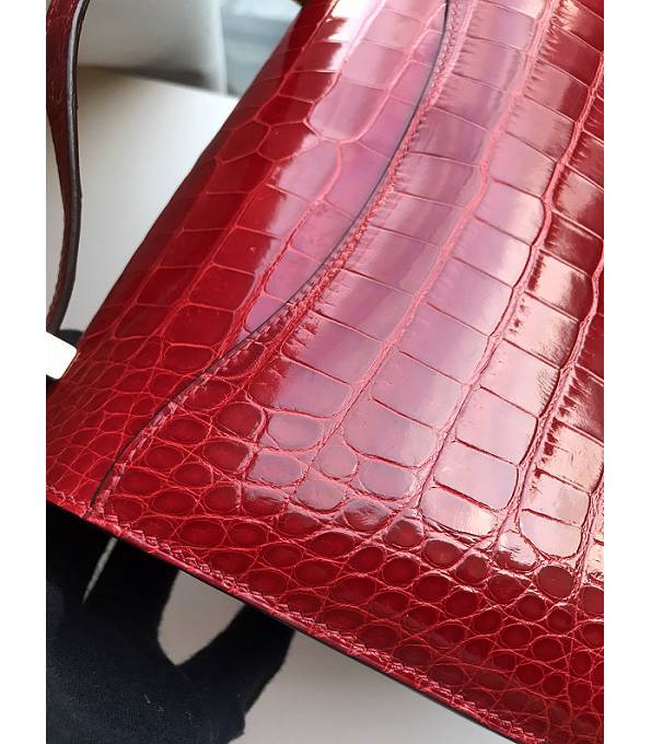 Hermes Constance 24cm Bag Red Real Croc Leather Golden Metal