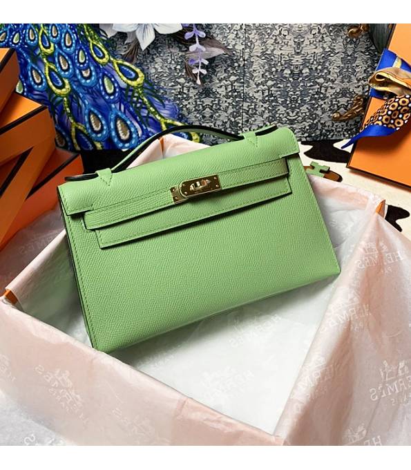 Hermes Kelly Pochette 22cm Bag Apple Green Original Epsom Palm Leather Golden Metal