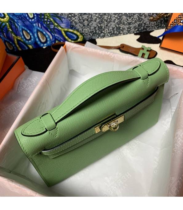 Hermes Kelly Pochette 22cm Bag Apple Green Original Epsom Palm Leather Golden Metal