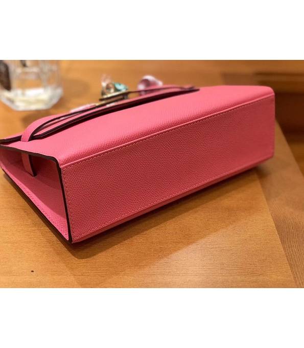Hermes Kelly Pochette 22cm Bag Lipstick Pink Original Epsom Palm Leather Golden Metal