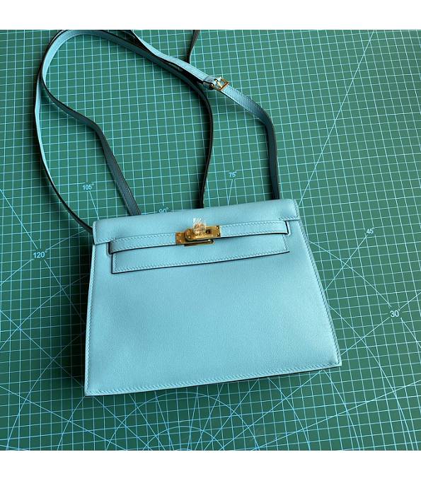 Hermes Kelly 22cm DanSe North Blue Original Swift Leather Golden Metal Handbag