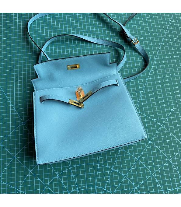 Hermes Kelly 22cm DanSe North Blue Original Swift Leather Golden Metal Handbag