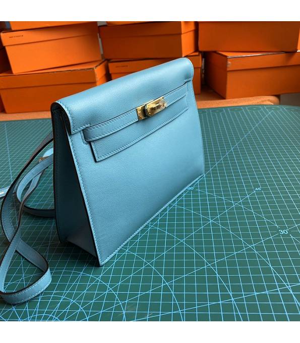Hermes Kelly 22cm DanSe North Blue Original Swift Leather Golden Metal Handbag