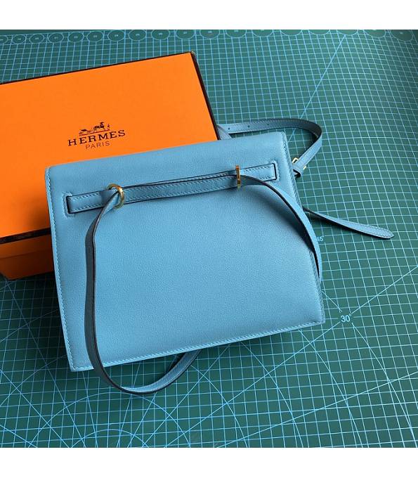 Hermes Kelly 22cm DanSe North Blue Original Swift Leather Golden Metal Handbag
