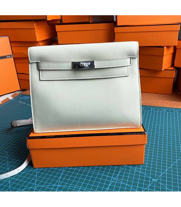 Hermes Kelly 22cm DanSe White Original Swift Leather Silver Metal Handbag