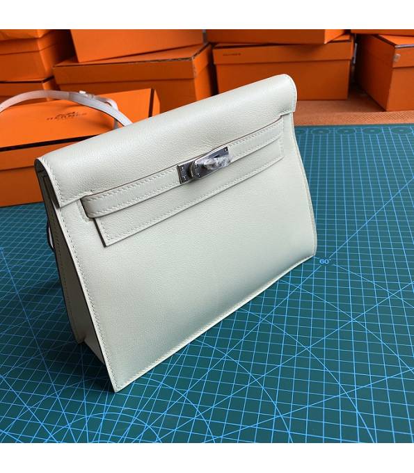 Hermes Kelly 22cm DanSe White Original Swift Leather Silver Metal Handbag