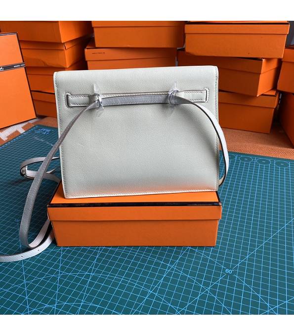 Hermes Kelly 22cm DanSe White Original Swift Leather Silver Metal Handbag