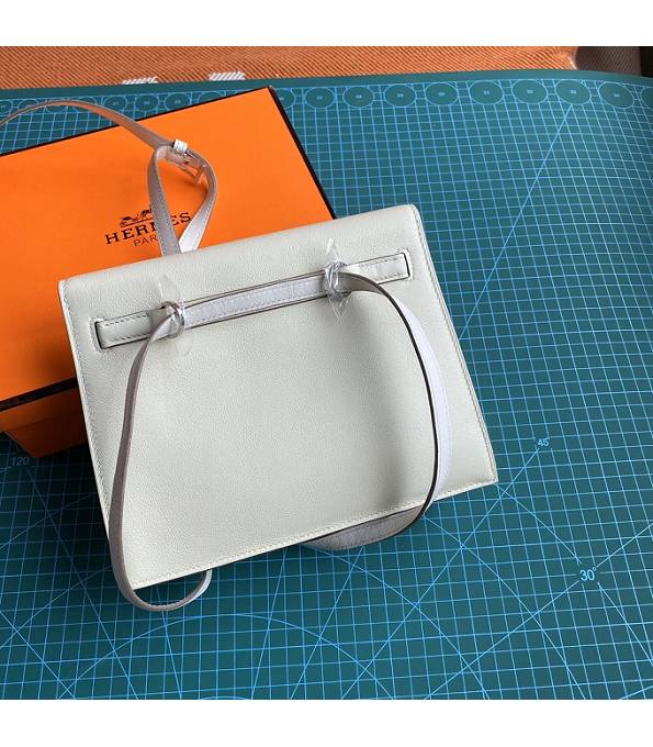 Hermes Kelly 22cm DanSe White Original Swift Leather Silver Metal Handbag