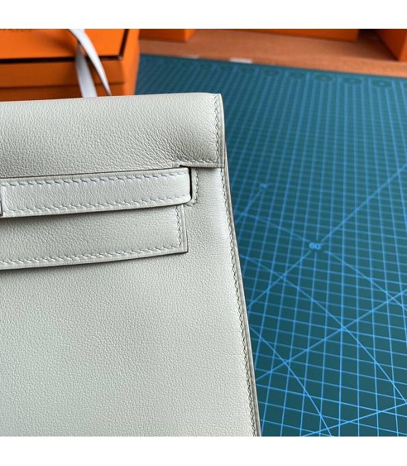 Hermes Kelly 22cm DanSe White Original Swift Leather Silver Metal Handbag