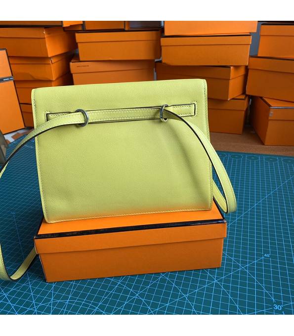Hermes Kelly 22cm DanSe Chick Yellow Original Swift Leather Silver Metal Handbag