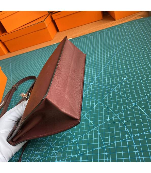 Hermes Kelly 22cm DanSe Wine Red Original Swift Leather Silver Metal Handbag