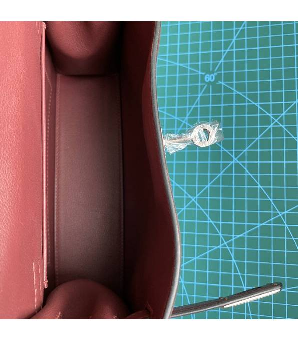 Hermes Kelly 22cm DanSe Wine Red Original Swift Leather Silver Metal Handbag