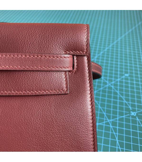 Hermes Kelly 22cm DanSe Wine Red Original Swift Leather Silver Metal Handbag