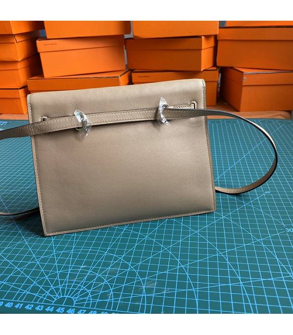 Hermes Kelly 22cm DanSe Light Grey Original Swift Leather Silver Metal Handbag