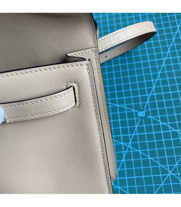 Hermes Kelly 22cm DanSe Light Grey Original Swift Leather Silver Metal Handbag