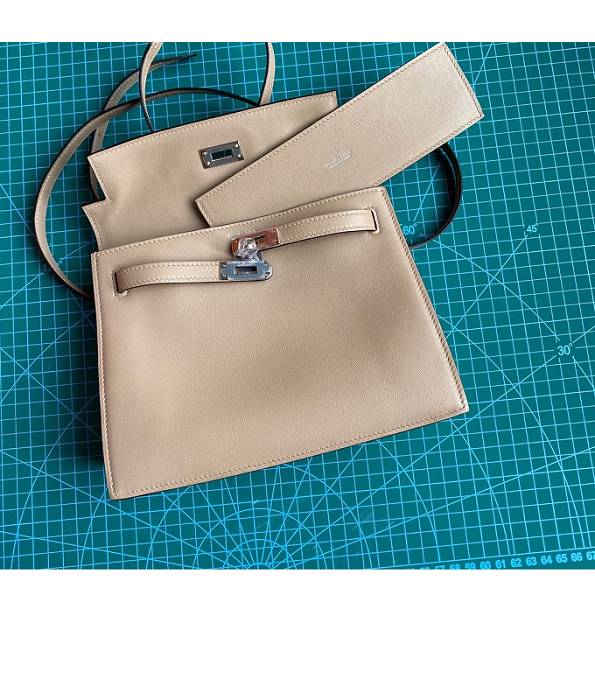 Hermes Kelly 22cm DanSe Light Grey Original Swift Leather Silver Metal Handbag