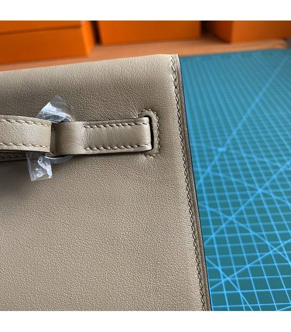 Hermes Kelly 22cm DanSe Light Grey Original Swift Leather Silver Metal Handbag