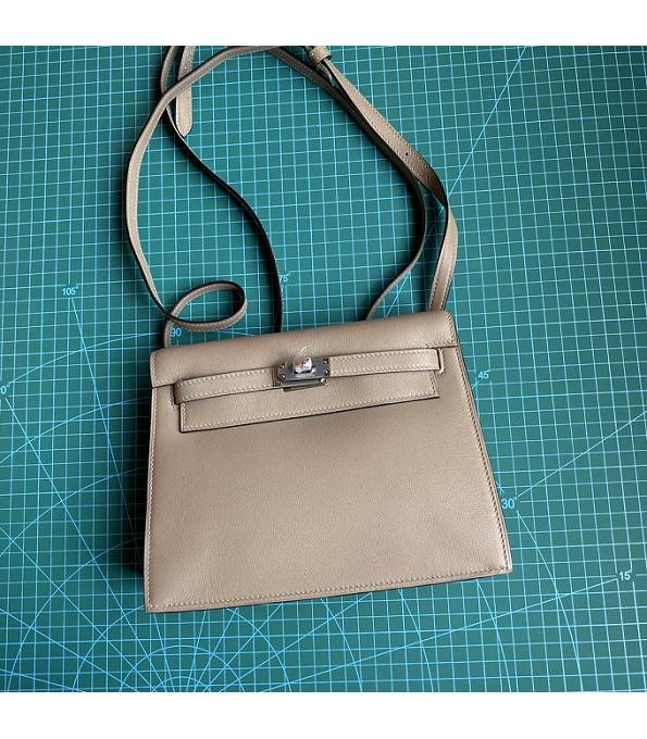 Hermes Kelly 22cm DanSe Grey Original Swift Leather Silver Metal Handbag