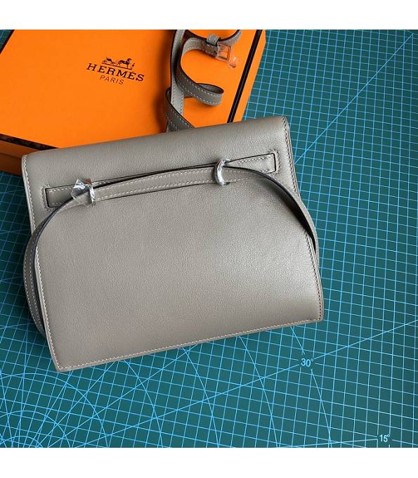 Hermes Kelly 22cm DanSe Grey Original Swift Leather Silver Metal Handbag