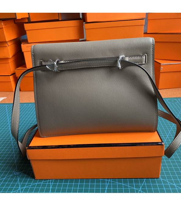 Hermes Kelly 22cm DanSe Grey Original Swift Leather Silver Metal Handbag