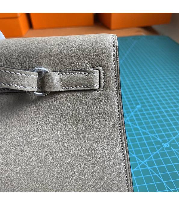 Hermes Kelly 22cm DanSe Grey Original Swift Leather Silver Metal Handbag