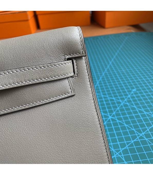 Hermes Kelly 22cm DanSe Grey Original Swift Leather Silver Metal Handbag