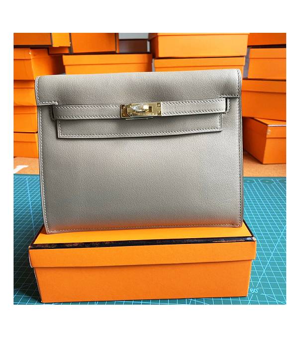 Hermes Kelly 22cm DanSe Grey Original Swift Leather Golden Metal Handbag