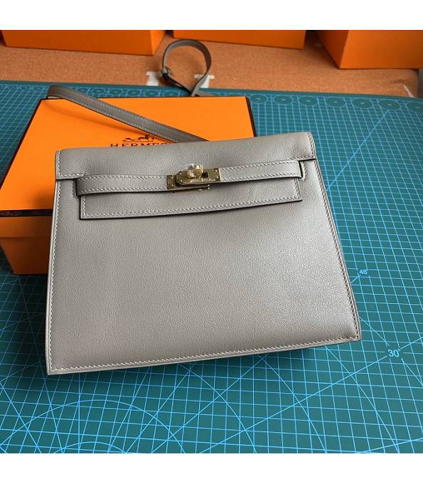 Hermes Kelly 22cm DanSe Grey Original Swift Leather Golden Metal Handbag