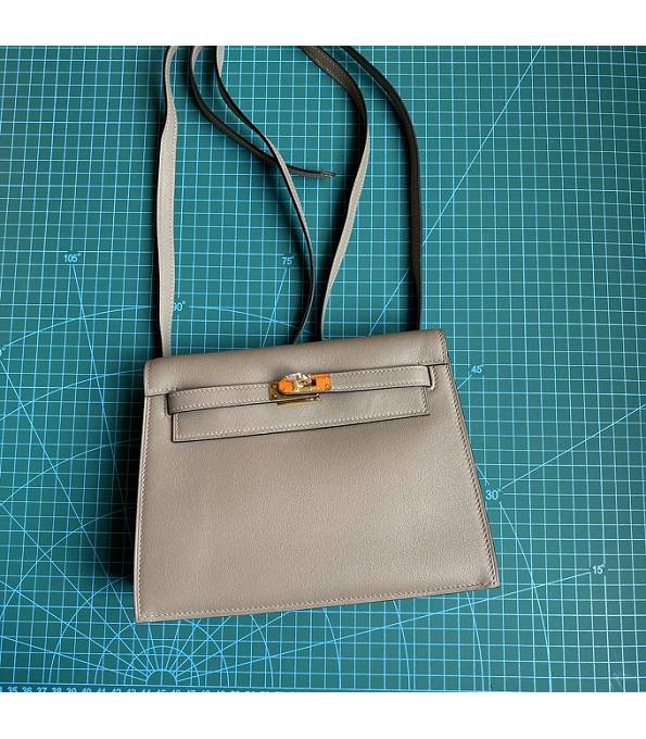 Hermes Kelly 22cm DanSe Grey Original Swift Leather Golden Metal Handbag