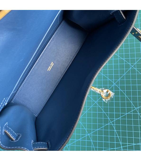 Hermes Kelly 22cm DanSe Dark Blue Original Swift Leather Silver Metal Handbag