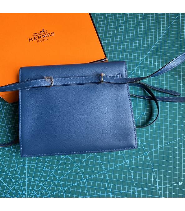 Hermes Kelly 22cm DanSe Dark Blue Original Swift Leather Silver Metal Handbag